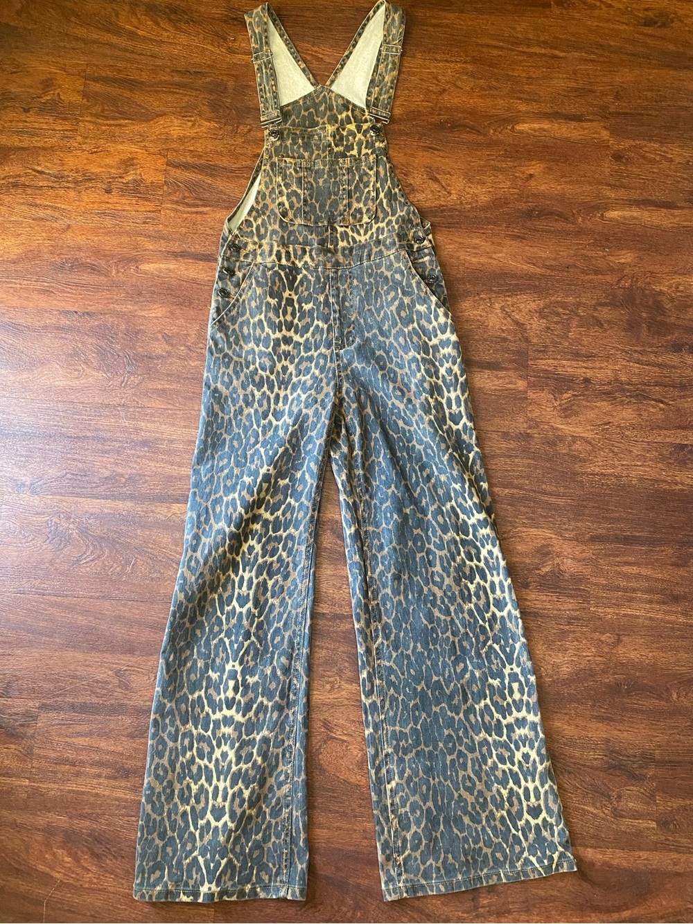 Leopard Print Wide-Leg Overalls